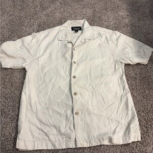Cream silk Short Sleeve Button-Up Shirt